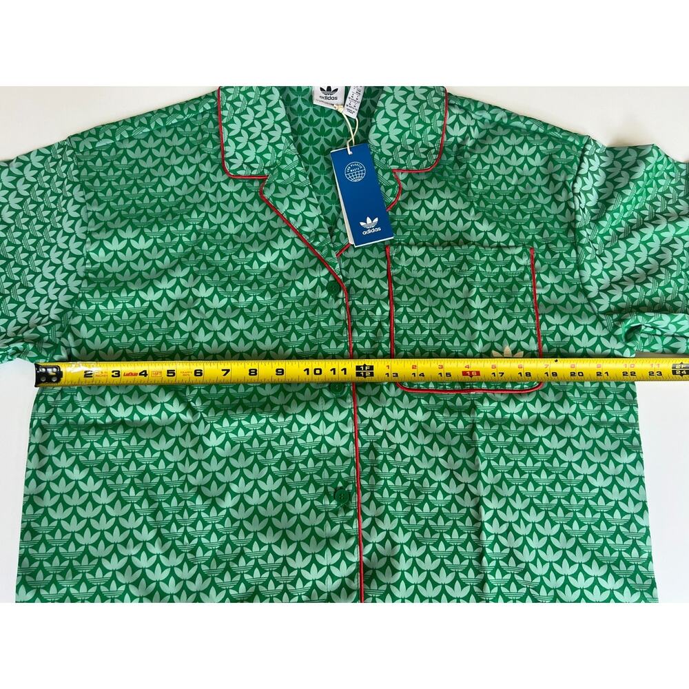 Adidas Adicolor 70s Satin Shirt IK7880 Green Women's Size M New - Picture 12 of 12